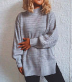 Casual Half-high neck Long-sleeved Knitted Sweater