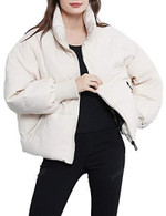 Casual Padded Full Zip Stand Collar Puffer Jackets