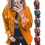 Corduroy solid color button casual loose long-sleeved shirt