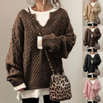Fashion casual V-neck knitted sweater