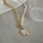 Pearl Stitching Love Heart Pendant Necklace