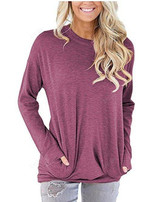 Loose T-shirt With Round Neck Pockets