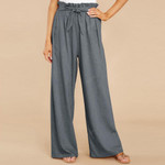 Women's loose cotton and linen casual trousers