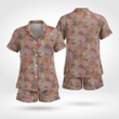 Army Style Short Sleeve Pyjama Set Made Of Satin Silk