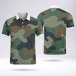 Camouflage Colorful Polo Shirt Breathable Comfy Fabric White Collar