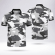 Military Style Graphic Polo Shirts High-Quality Mesh Fabric Black Collar