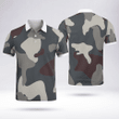 Camo Mens Slim Fit Polo Shirt Breathable Comfy Fabric White Collar