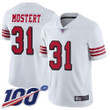 Men's San Francisco 49Ers #31 Raheem Mostert Football 100Th Season Rush White Vapor Untouchable Limited Jersey Nfl