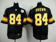 Nike Pittsburgh Steelers #84 Antonio Brown Black With Yellow Elite Jersey Nfl