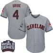 Men's Cleveland Indians #4 Juan Uribe Gray Road 2016 World Series Patch Stitched Mlb Majestic Cool Base Jersey Mlb