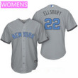 Women's New York Yankees #22 Jacoby Ellsbury Gray With Baby Blue Father's Day Stitched Mlb Majestic Cool Base Jersey Mlb- Women's