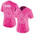 Panthers #53 Brian Burns Pink Women's Stitched Football Limited Rush Fashion Jersey Nfl- Women's