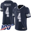 Cowboys #4 Dak Prescott Navy Blue Team Color Men's Stitched Football 100Th Season Vapor Limited Jersey Nfl