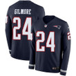 Nike Patriots #24 Stephon Gilmore Navy Blue Team Color Men's Stitched Nfl Limited Therma Long Sleeve Jersey Nfl