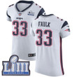 #33 Elite Kevin Faulk White Nike Nfl Road Men's Jersey New England Patriots Vapor Untouchable Super Bowl Liii Bound Nfl