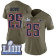 #25 Limited Eric Rowe Olive Nike Nfl Women's Jersey New England Patriots 2017 Salute To Service Super Bowl Liii Bound Nfl