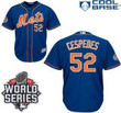 Men's New York Mets #52 Yoenis Cespedes Alternate Home Blue Orange Jersey With 2015 World Series Patch Mlb