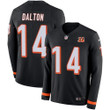 Nike Bengals #14 Andy Dalton Black Team Color Men's Stitched Nfl Limited Therma Long Sleeve Jersey Nfl