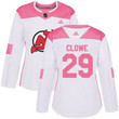 Adidas New Jersey Devils #29 Ryane Clowe White Pink Authentic Fashion Women's Stitched Nhl Jersey Nhl- Women's