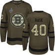 Men's Boston Bruins #40 Tuukka Rask Green Salute To Service 2019 Stanley Cup Final Bound Stitched Hockey Jersey Nhl
