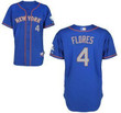 Men's New York Mets #4 Wilmer Flores Alternate Blue With Gray Mlb Cool Base Jersey With 2015 Mr. Met Patch Mlb