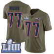 #77 Limited Trent Brown Olive Nike Nfl Men's Jersey New England Patriots 2017 Salute To Service Super Bowl Liii Bound Nfl