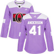 Adidas Senators #41 Craig Anderson Purple Authentic Fights Cancer Women's Stitched Nhl Jersey Nhl- Women's