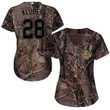 Cleveland Indians #28 Corey Kluber Camo Realtree Collection Cool Base Women's Stitched Baseball Jersey MLB- Women's