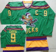 Men's Mighty Ducks Of Anaheim #9 Paul Kariya 1991-92 Green Ccm Vintage Throwback Jersey Nhl