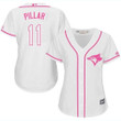 Women's Toronto Blue Jays #11 Kevin Pillar White Pink Fashion Stitched Mlb Jersey Mlb- Women's