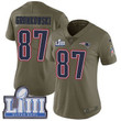 #87 Limited Rob Gronkowski Olive Nike Nfl Women's Jersey New England Patriots 2017 Salute To Service Super Bowl Liii Bound Nfl