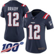 Nike Patriots #12 Tom Brady Navy Blue Women's Stitched Nfl Limited Rush 100Th Season Jersey Nfl- Women's
