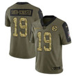 Men's Olive Pittsburgh Steelers #19 Juju Smith-Schuster 2021 Camo Salute To Service Limited Stitched Jersey Nfl