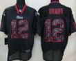 Nike New England Patriots #12 Tom Brady Lights Out Black Ornamented Elite Jersey Nfl