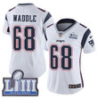 #68 Limited Laadrian Waddle White Nike Nfl Road Women's Jersey New England Patriots Vapor Untouchable Super Bowl Liii Bound Nfl