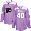 Adidas Flyers #40 Jordan Weal Purple Fights Cancer Stitched Nhl Jersey Nhl