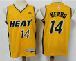 Men's Miami Heat #14 Tyler Herro Yellow Nike Swingman 2021 Earned Edition Stitched Jersey With New Sponsor Logo Nba