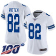 Nike Cowboys #82 Jason Witten White Women's Stitched Nfl 100Th Season Vapor Limited Jersey Nfl- Women's