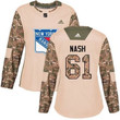 Adidas New York Rangers #61 Rick Nash Camo Authentic 2017 Veterans Day Women's Stitched Nhl Jersey Nhl- Women's