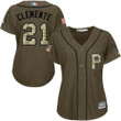 Pirates #21 Roberto Clemente Green Salute To Service Women's Stitched Baseball Jersey Mlb- Women's