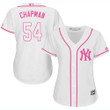 Yankees #54 Aroldis Chapman White Pink Fashion Women's Stitched Baseball Jersey Mlb- Women's
