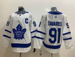 Men's Toronto Maple Leafs #91 John Tavares With C Patch White Road Stitched Adidas Nhl Jersey Nhl