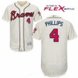Men's Atlanta Braves #4 Brandon Phillips Cream Stitched Mlb Majestic Flex Base Jersey Mlb