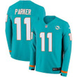 Nike Dolphins #11 Devante Parker Aqua Green Team Color Men's Stitched Nfl Limited Therma Long Sleeve Jersey Nfl