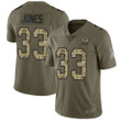 Men's Green Bay Packers #33 Aaron Jones Olive Camo 2017 Salute To Service Limited Jersey Nfl