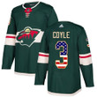 Adidas Wild #3 Charlie Coyle Green Home Usa Flag Stitched Nhl Jersey Nhl