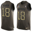 Men's New England Patriots #18 Matthew Slater Green Salute To Service Hot Pressing Player Name & Number Nike Nfl Tank Top Jersey Nfl