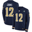 Nike Rams #12 Brandin Cooks Navy Blue Team Color Men's Stitched Nfl Limited Therma Long Sleeve Jersey Nfl