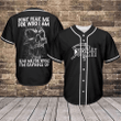 Don't Fear Me Unisex Buttoned Baseball Jersey Black Shirt | Skull Art Cotton Short Sleeve Baseball Jersey Shirt Baseball Jersey Lf