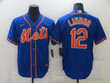 Men's New York Mets #12 Francisco Lindor Blue Stitched Mlb Cool Base Nike Jersey Mlb